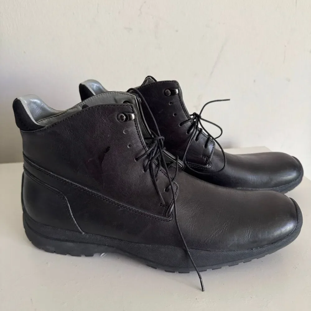 Kenneth Cole Leather Waterproof Rain Storm Leather Lace Up Stylish Boots Black